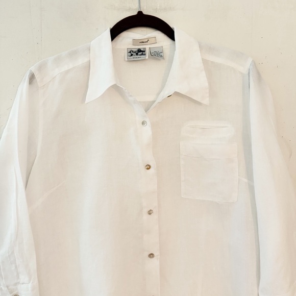 Edward Irish Linen Button Up Blouse Size Large - Picture 2 of 12